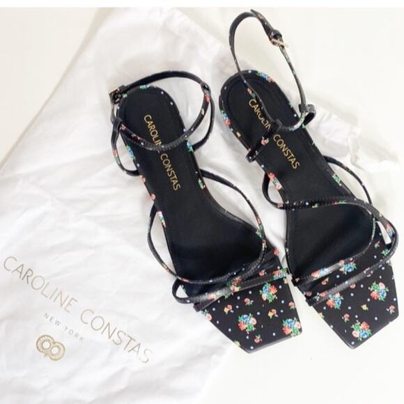 New CAROLINE CONSTAS Morgan Sandals black spot floral 39.5 - Picture 1 of 9
